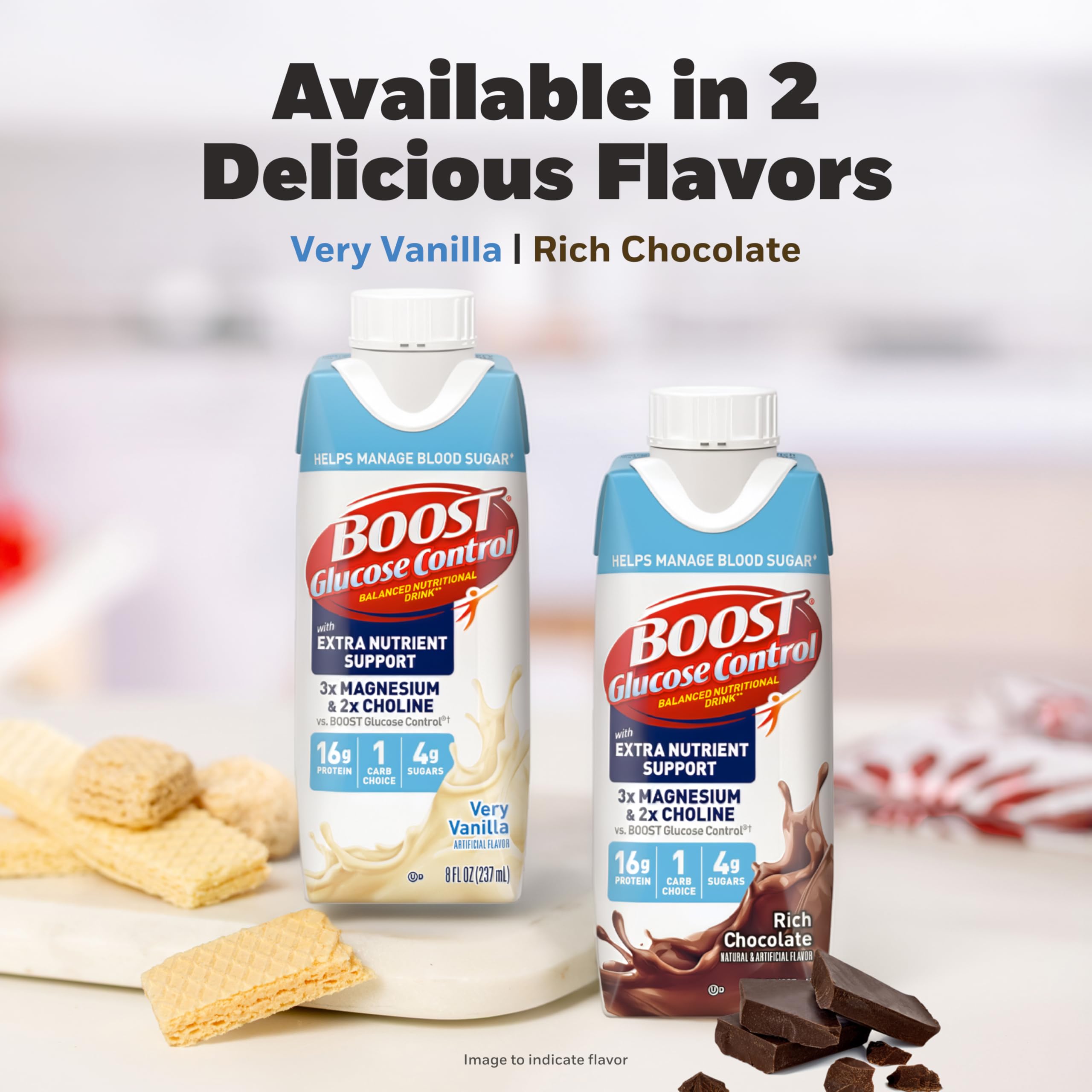 BOOST lifestyle kitchen serving with carton beside light meal for convenience