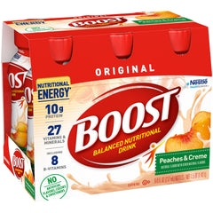 BOOST bottle angled to display serving size and ready-to-drink convenience benefit