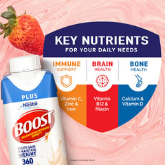 BOOST being poured into a glass to show creamy texture and appetizing color