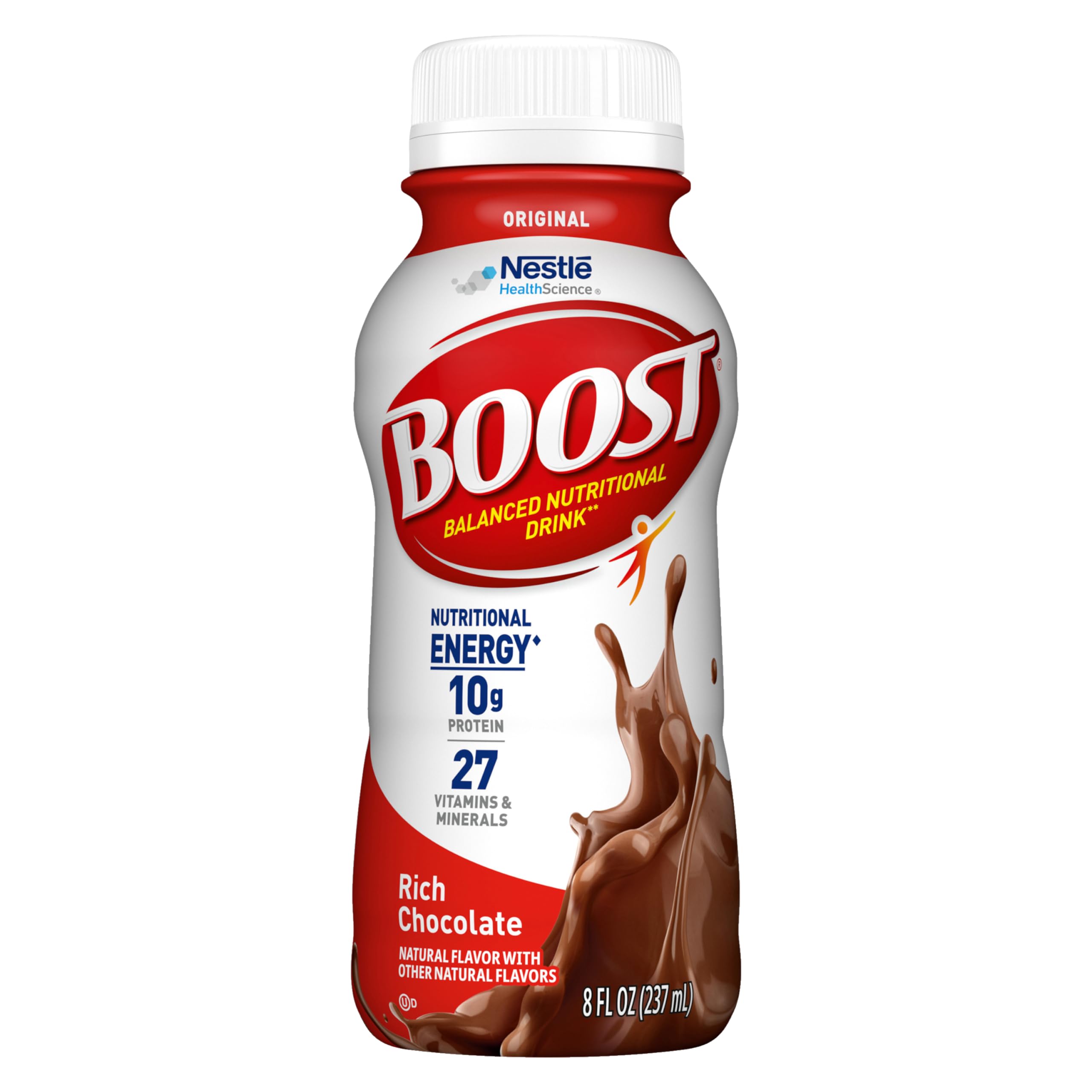 BOOST front packaging showing rich chocolate flavor and benefits