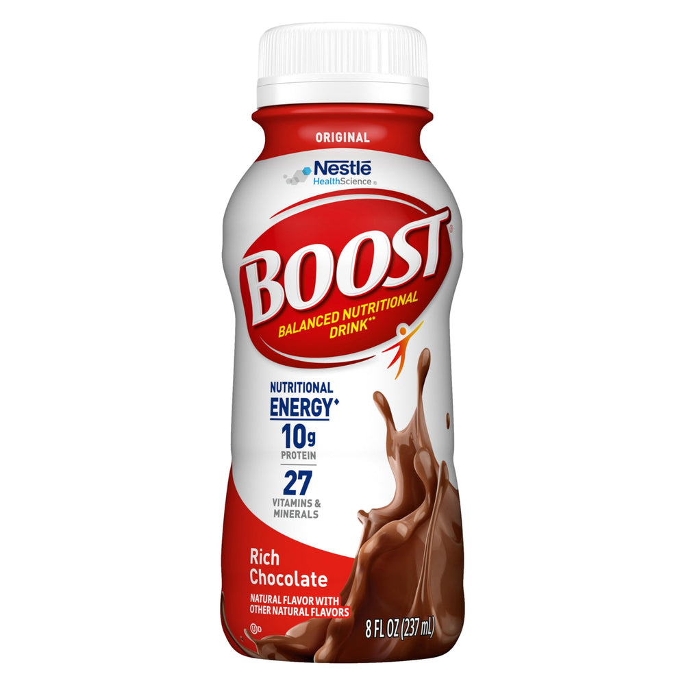 BOOST front packaging showing rich chocolate flavor and benefits