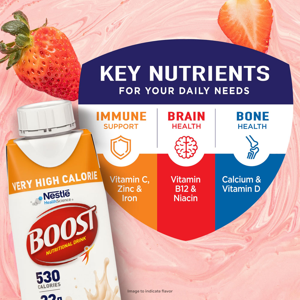 BOOST label with printed vitamins and minerals list showing comprehensive nutrient balance