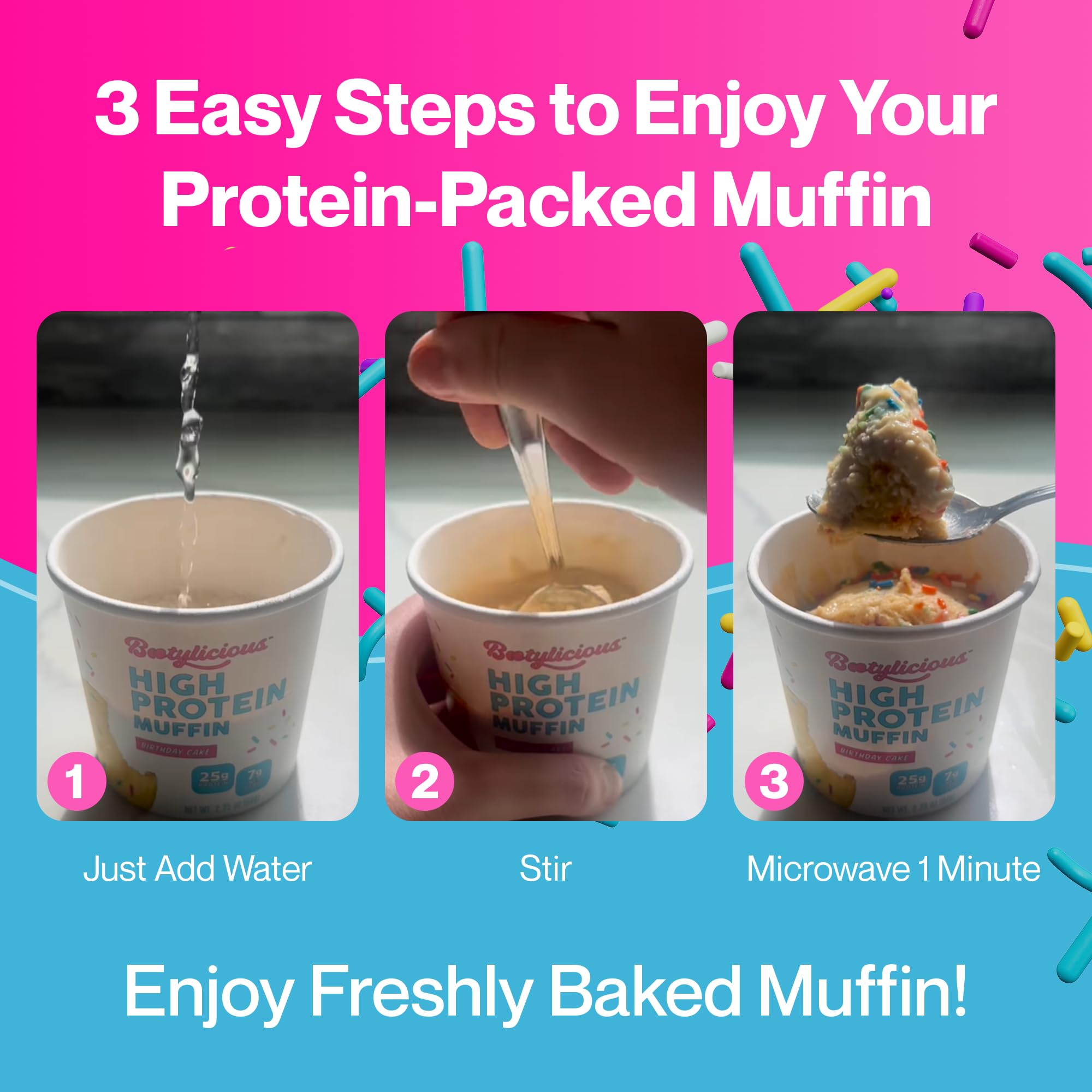 Bootylicious nutrition panel close-up emphasizing 25g protein and low carbs