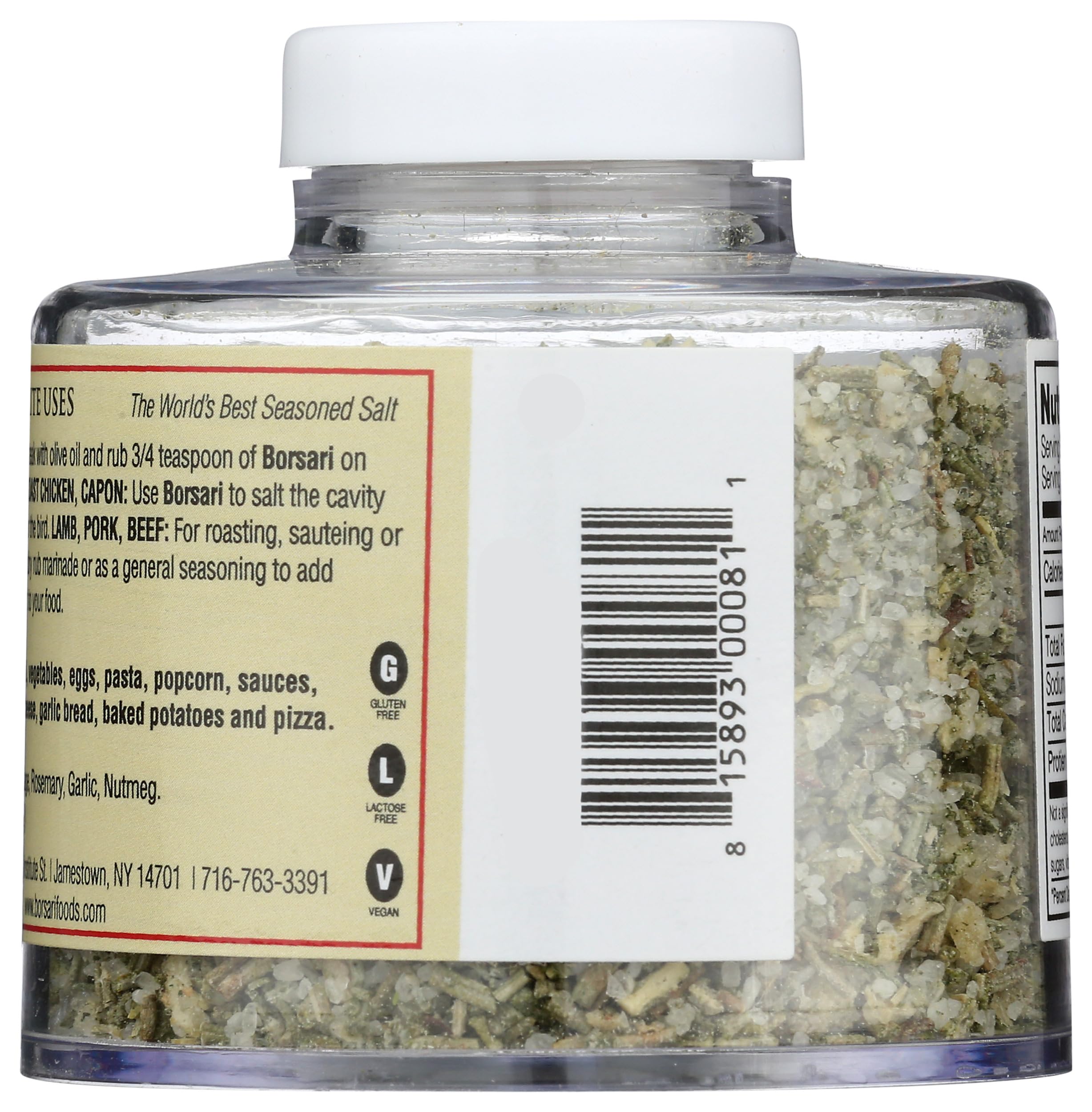 BORSARI label close-up highlighting rosemary and sage ingredients for clear identification