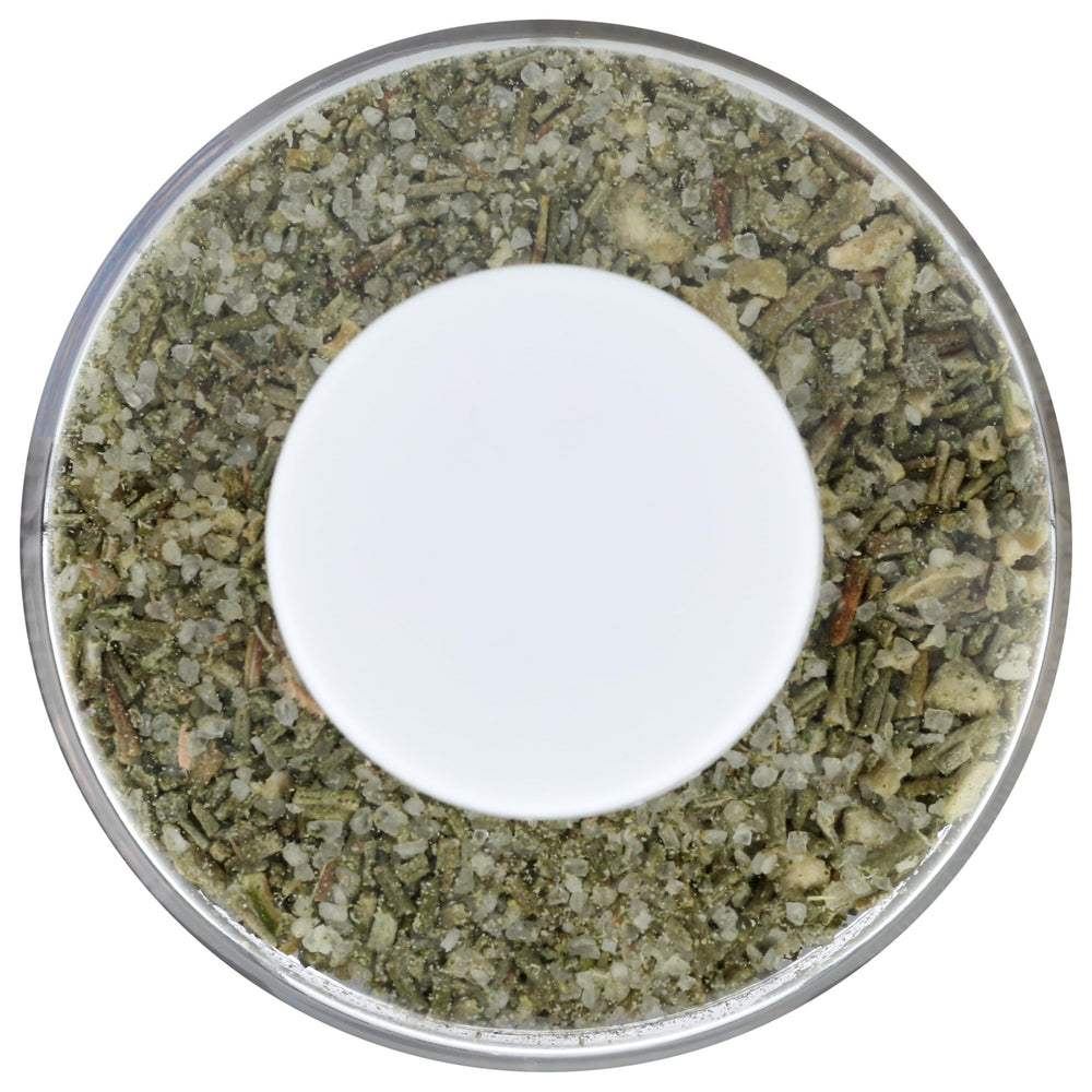 BORSARI coarse salt and herb texture close-up for visible seasoning quality benefit