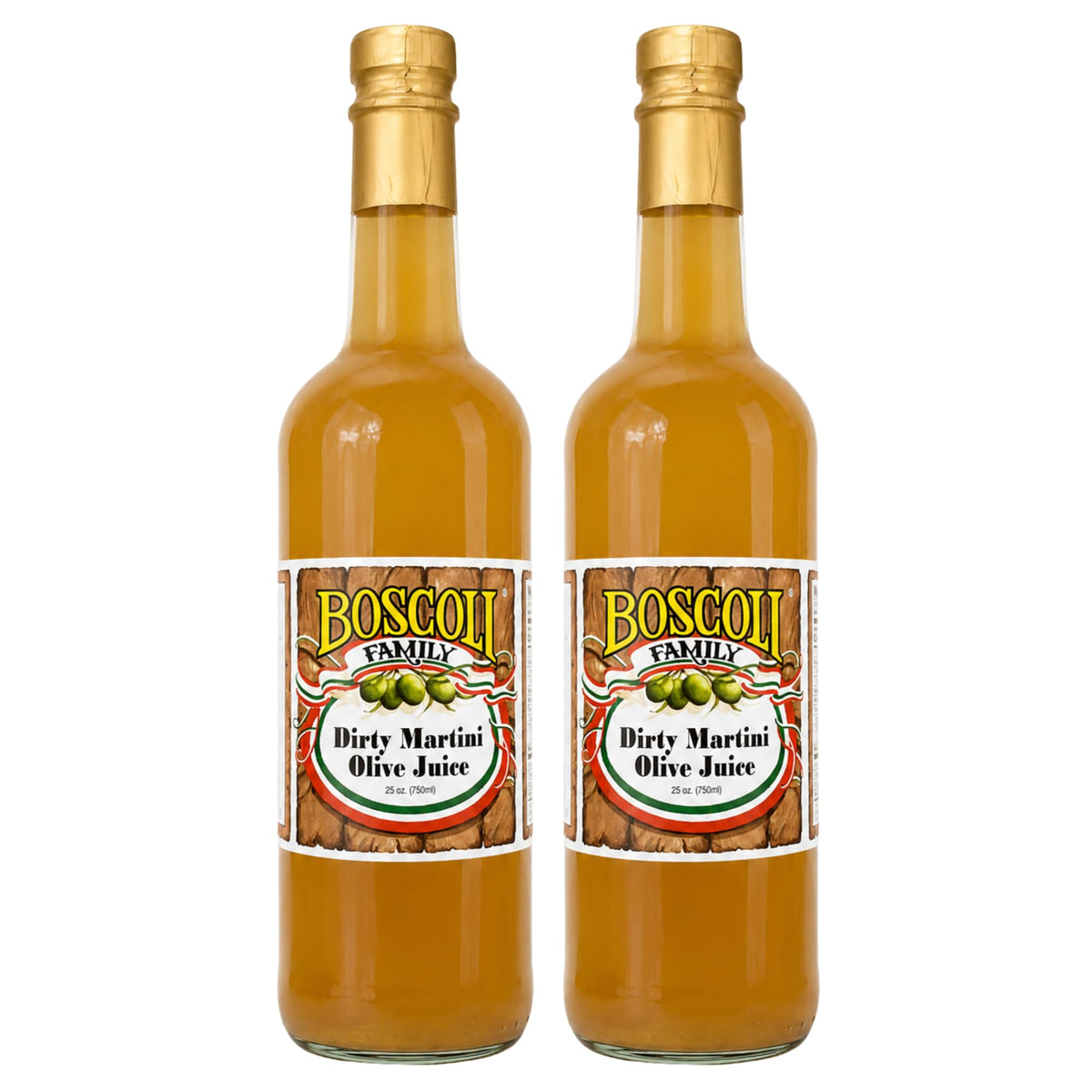 Boscoli Family front view of two 25 oz bottles showing packaging and quantity benefit