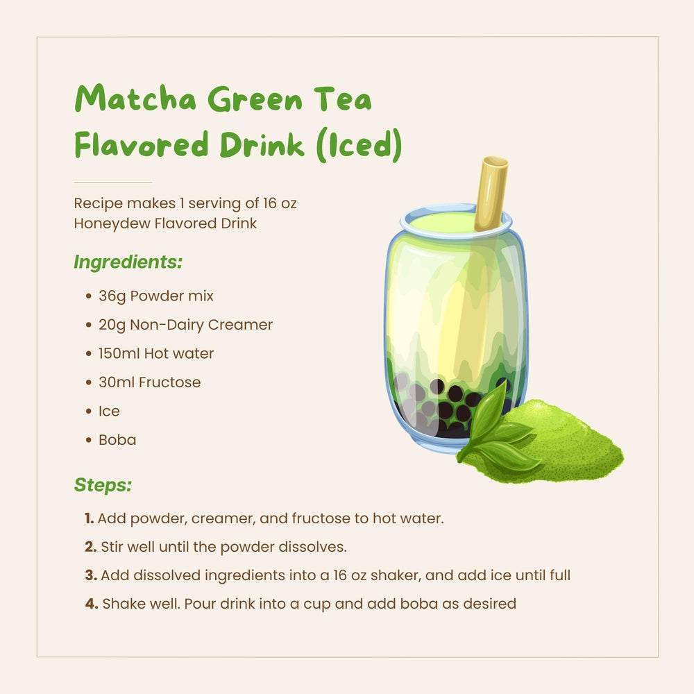 Bossen matcha drink served with tapioca pearls demonstrating customizable toppings and texture