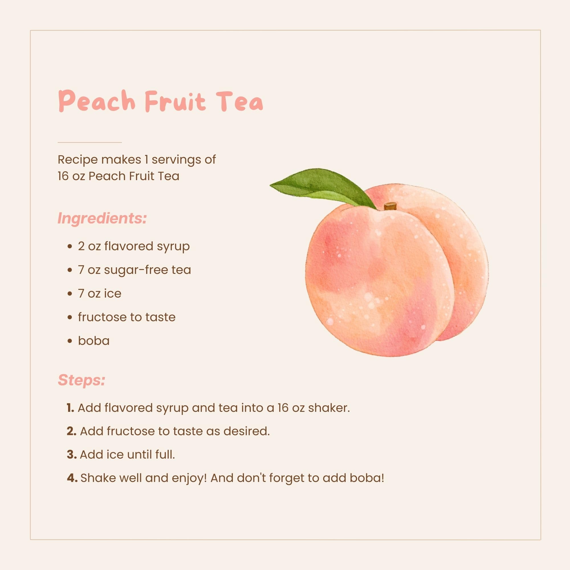 Bossen syrup poured into a blender for smoothie making with bright peach flavor