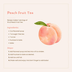 Bossen syrup poured into a blender for smoothie making with bright peach flavor