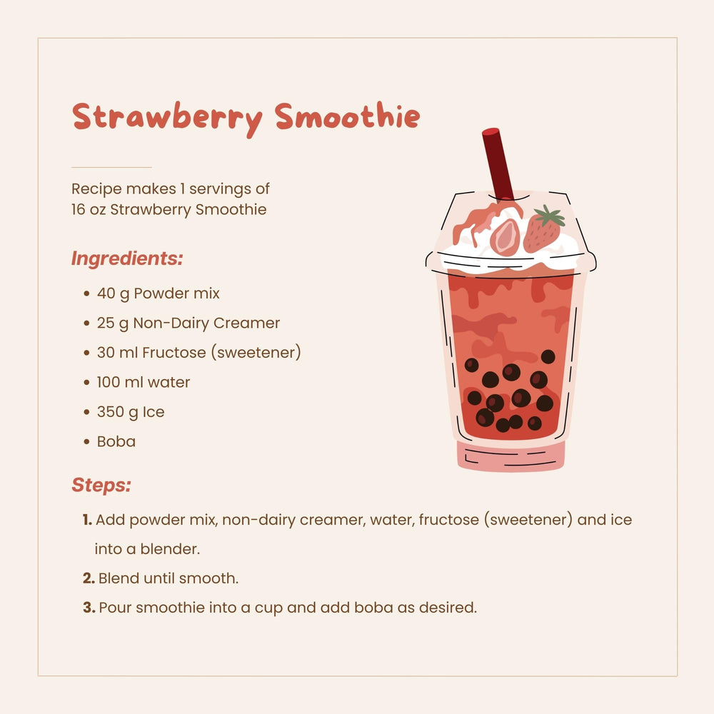 Bossen prepared iced strawberry bubble tea in glass with ice, demonstrates ready-to-serve appeal