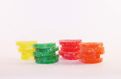 Boston Fruit Slices close-up texture of sugar-coated slice, showcasing chew and freshness