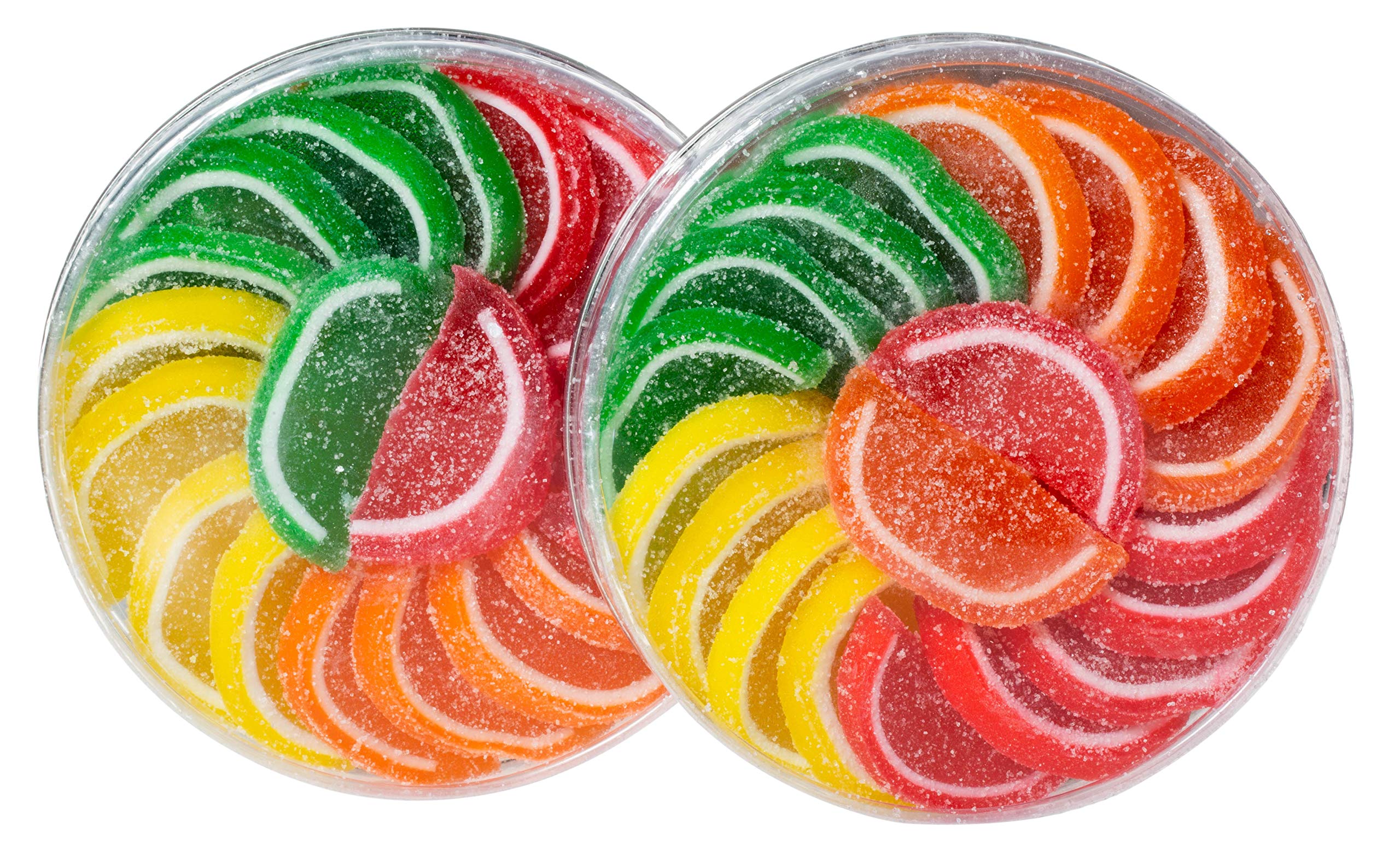 Boston Fruit Slices front-packaging showing two 11oz acetate tubs and assorted colors
