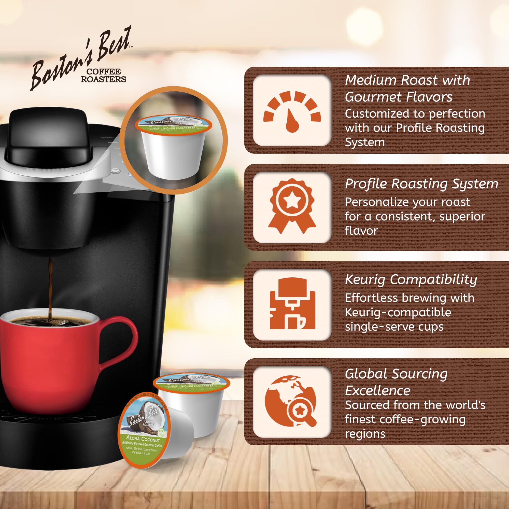 Bostons Best cup in hand demonstrating single-serve scale and grab-and-go convenience