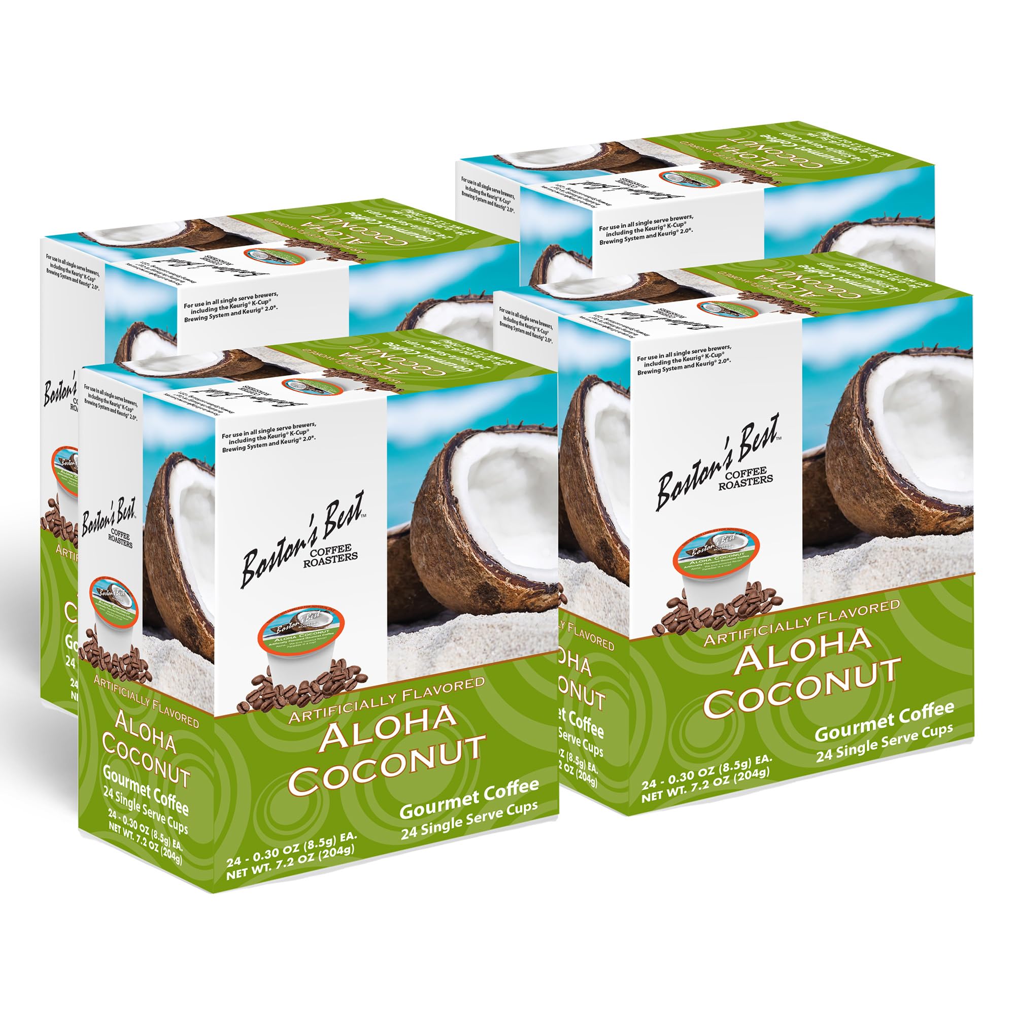 Boston’s Best front packaging showing coconut coffee and pack count benefit