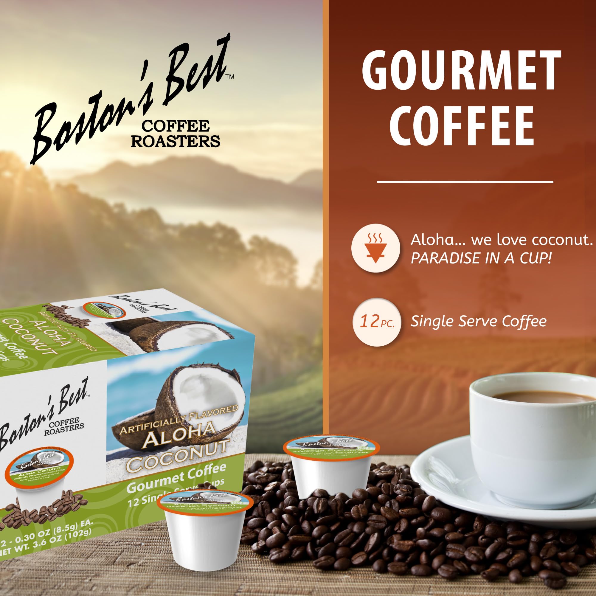 Bostons Best single cup top view emphasizing compatibility and easy use