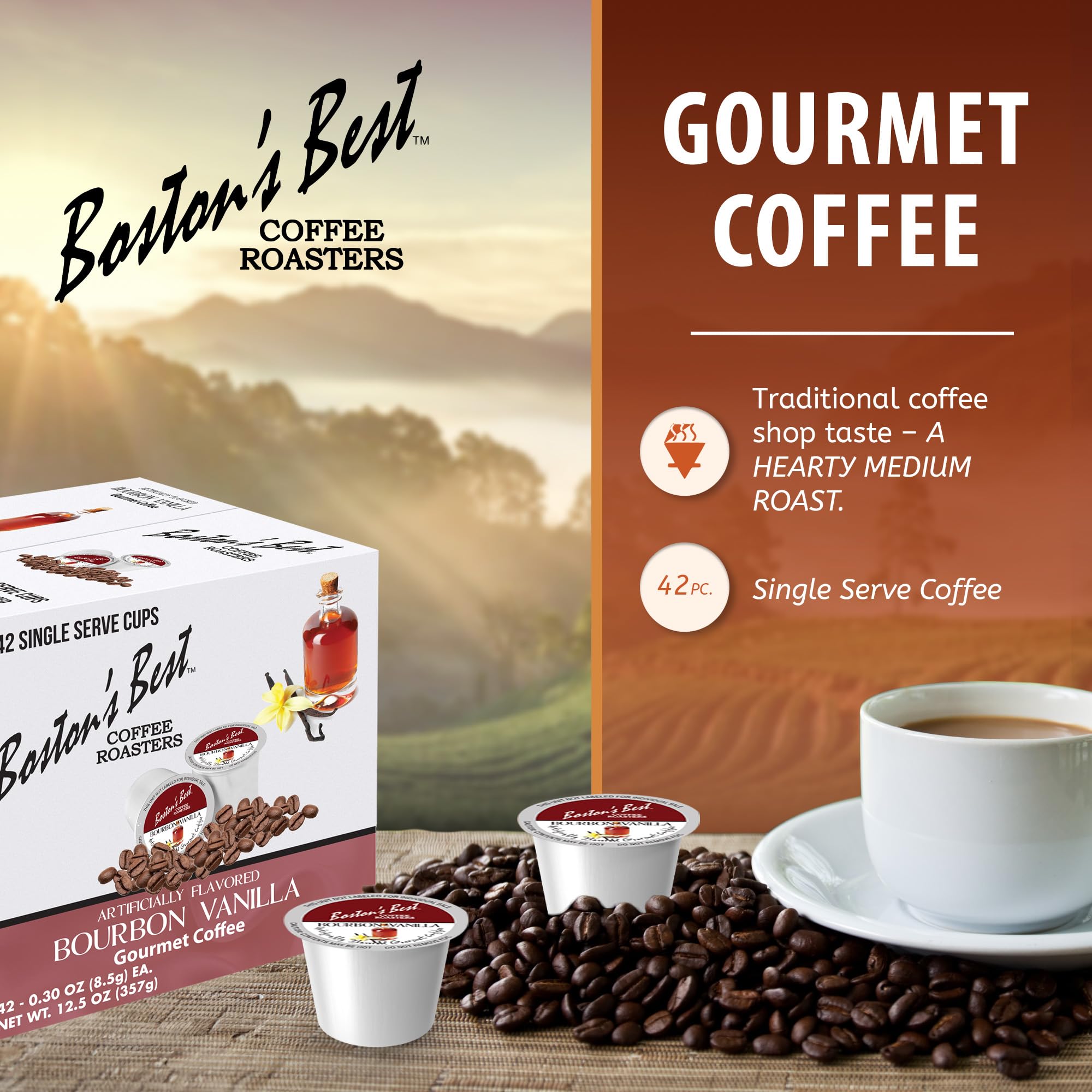 Boston’s Best single-serve cup close-up highlighting pod material and easy-use design
