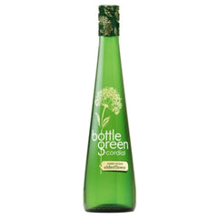 Bottlegreen elderflower bottle front showing floral cordial and serving suggestion