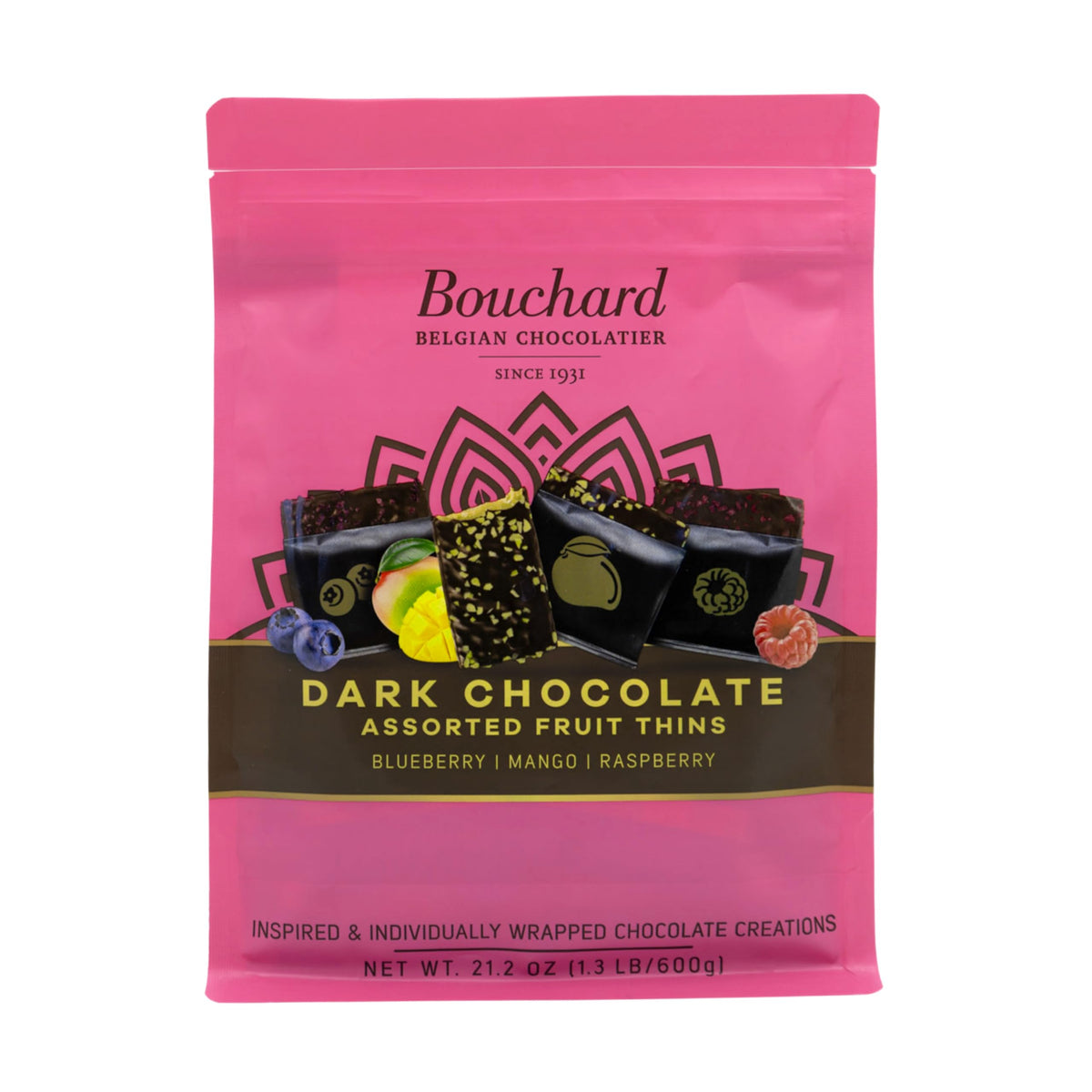 Bouchard front packaging box showing assorted fruit thins and branding for gifting