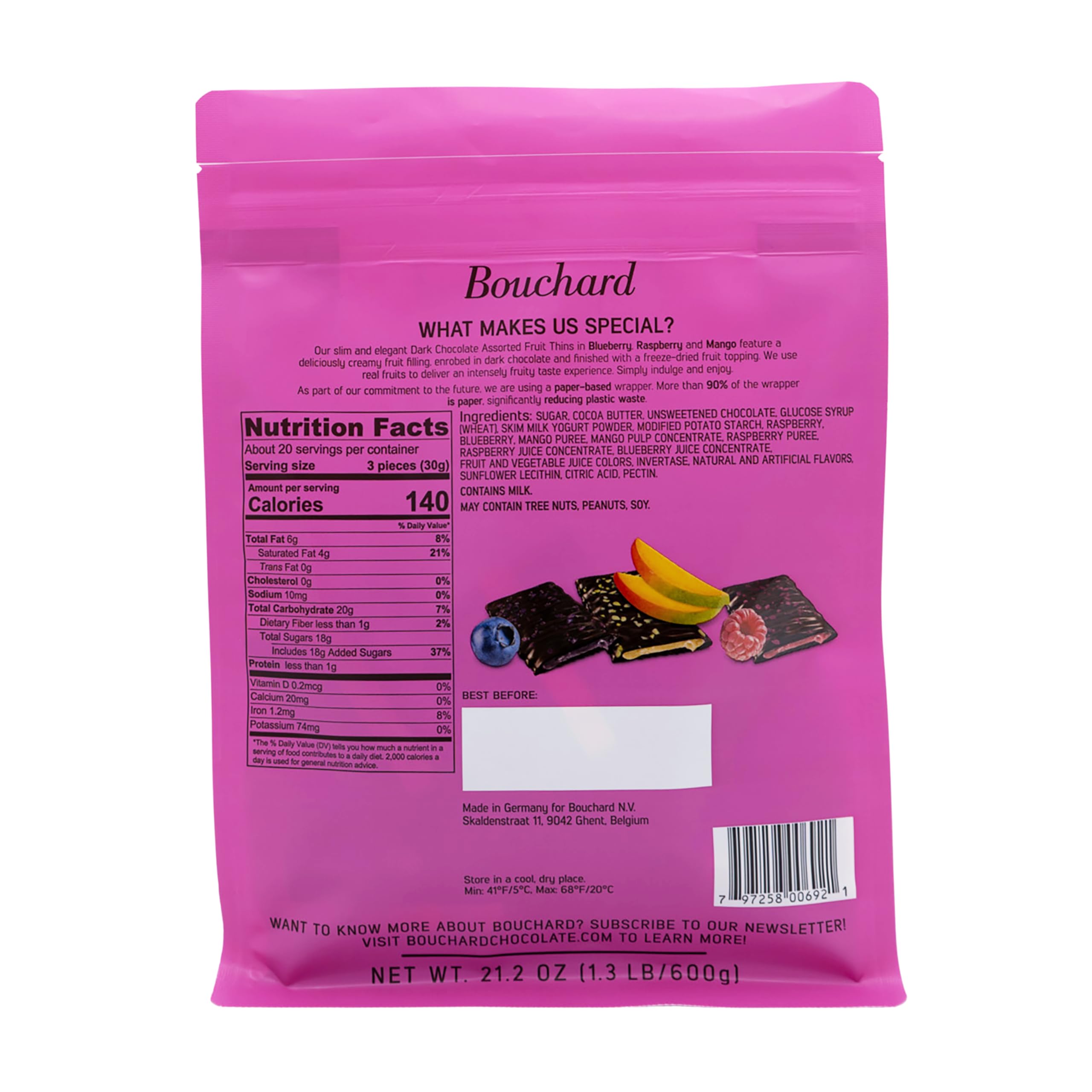 Bouchard product label closeup showing German origin and ingredient emphasis for transparency