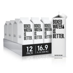 Boxed Water Is Better front packaging showing 12-pack and eco benefit