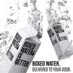 Boxed Water Is Better carton material close-up showing paper fiber sustainability benefit