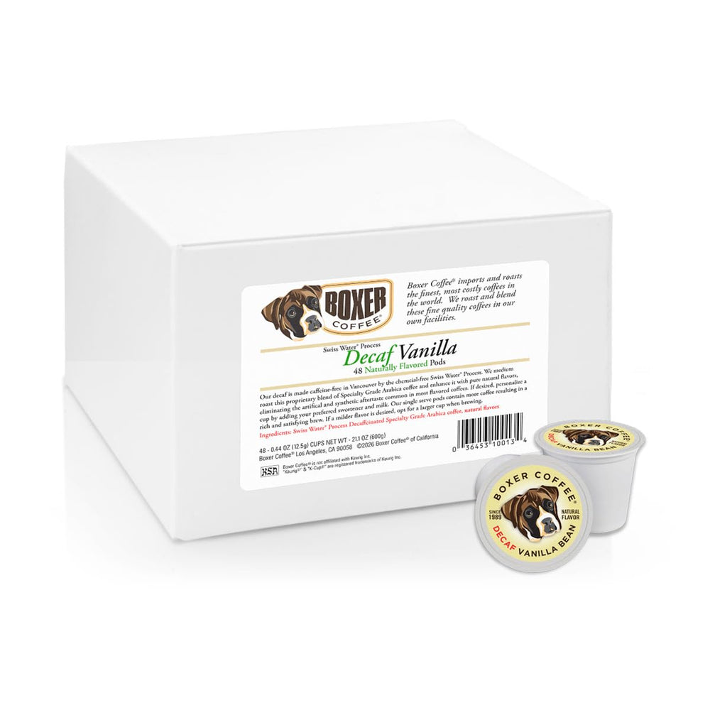 Boxer Coffee box next to mug showing scale and bulk supply benefit