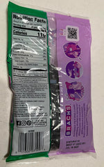 Close-up of Brach's black jelly bird eggs texture and glossy shell, highlighting chewy fruit flavors