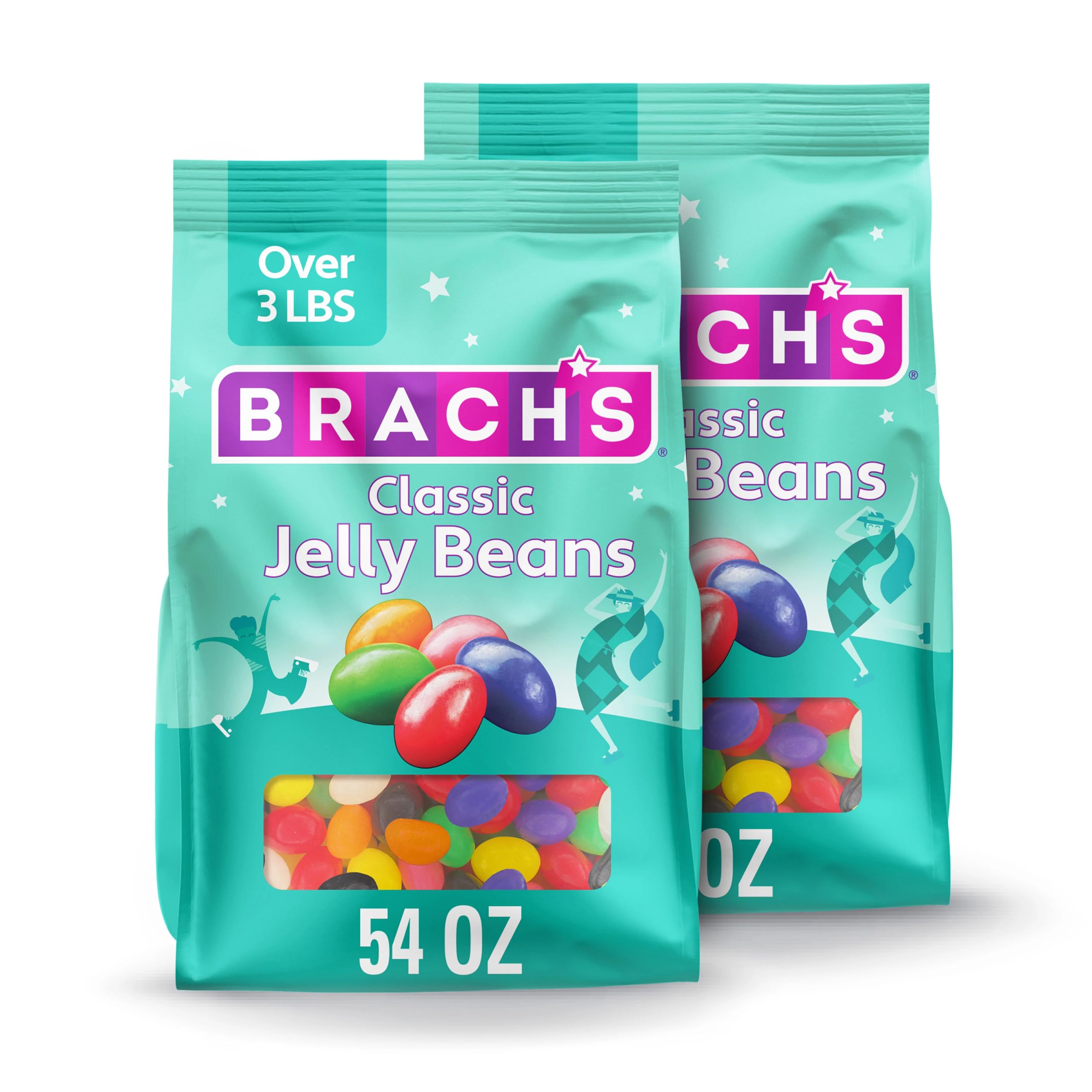 Brach's front packaging showing bulk two-pack and colorful beans benefits sharing
