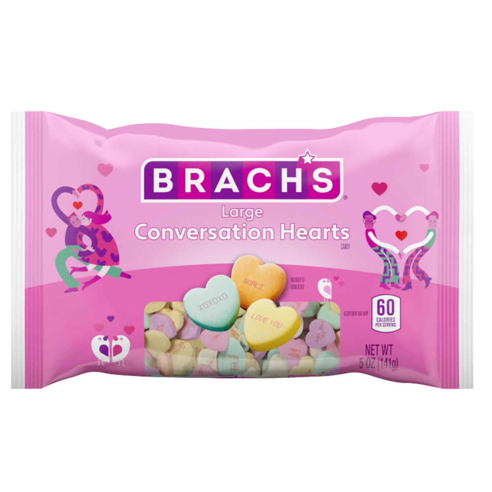 Brach's large conversation hearts front packaging shows colorful hearts for decoration