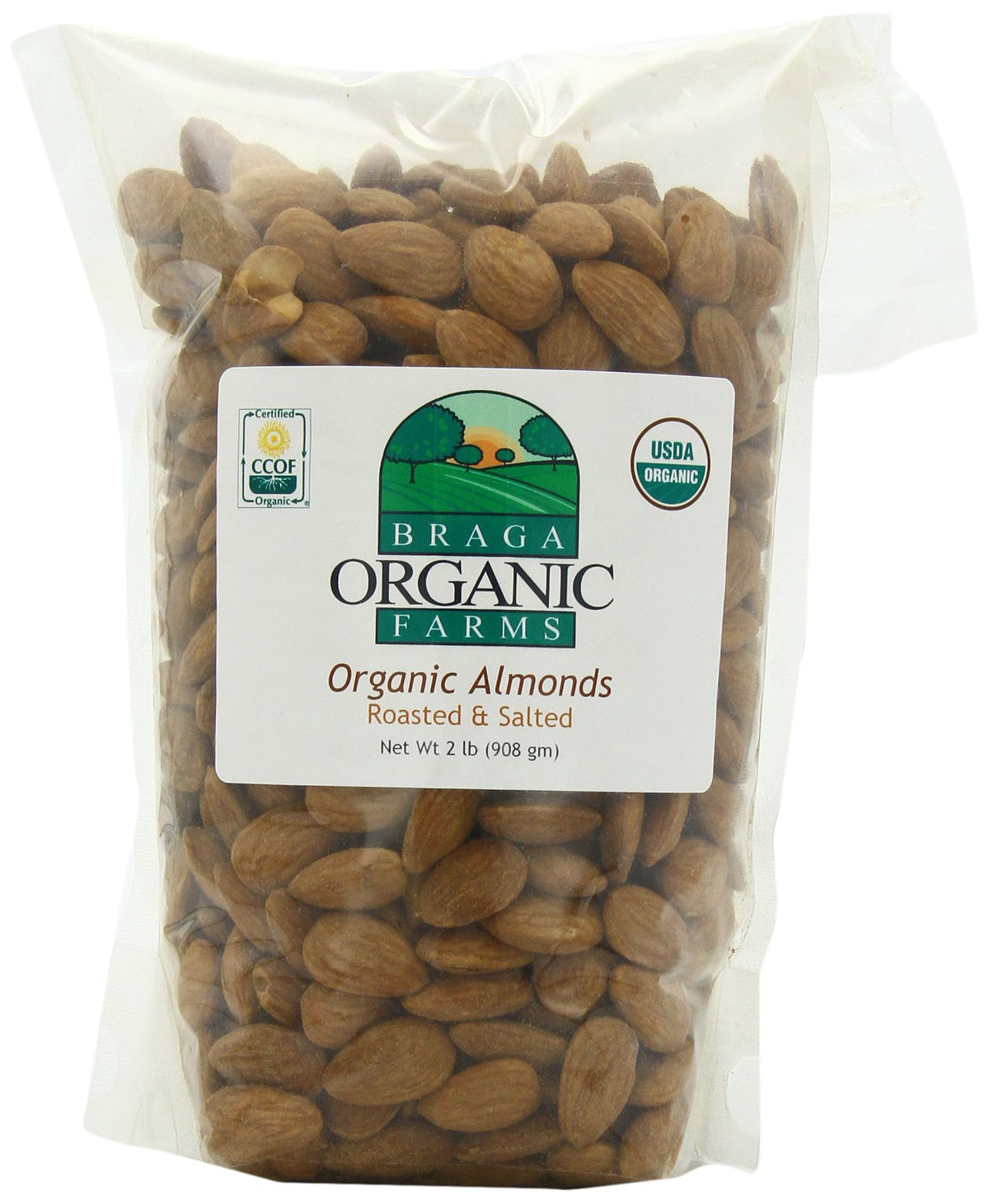 Braga Organic Farms front packaging 2 lb bag showing brand and resealable top for freshness