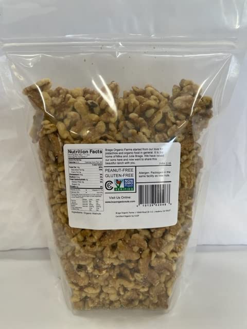 Braga Organic Farms walnut kernels closeup highlighting large texture and uniform quality