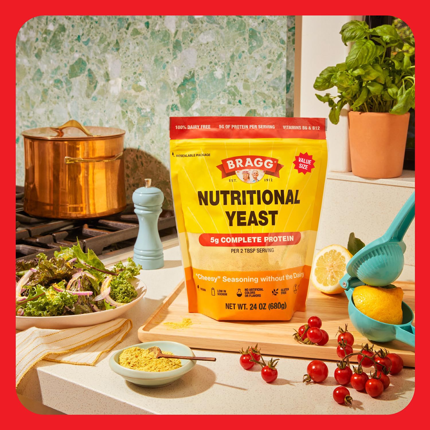 bragg used in pasta bowl showing vegan-friendly savory boost benefit