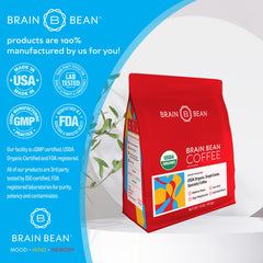 Brain Bean 16 oz bag held next to hand showing package size and value