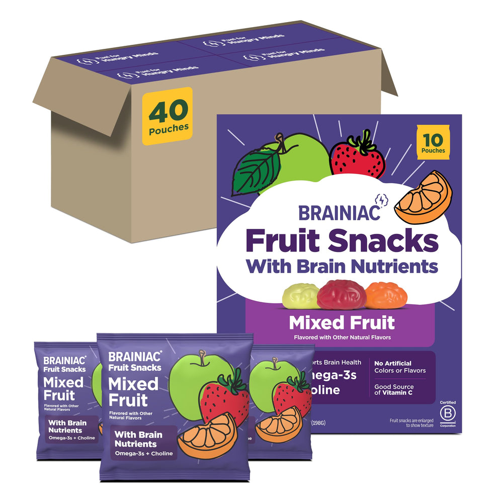 Brainiac front box showing 40-count pack and branding, convenient for families