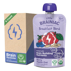 Brainiac front packaging showing Berry Apple Oat pouches and benefits