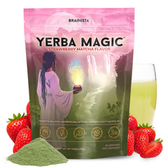 Brainista front pouch showing Strawberry Matcha flavor and benefits