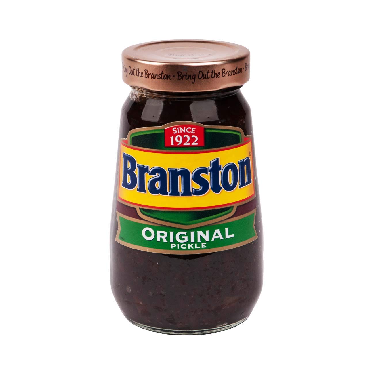 Branston jar front packaging showing classic pickle, enhances sandwiches