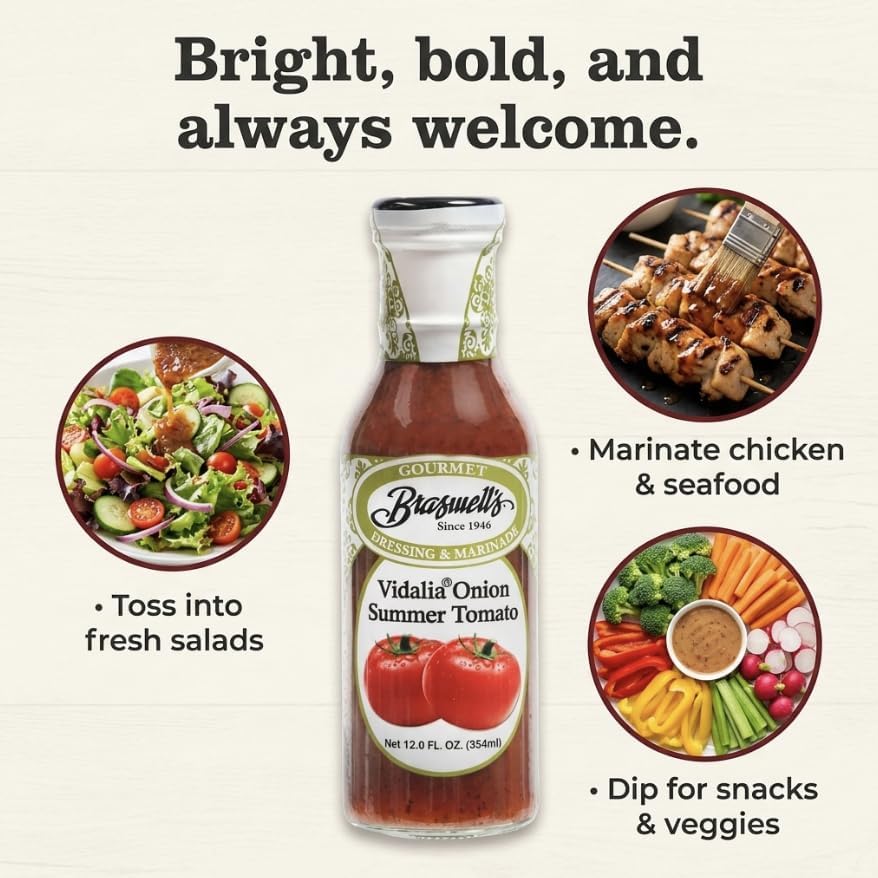 Braswell's dressing being poured to show silky texture and even coating