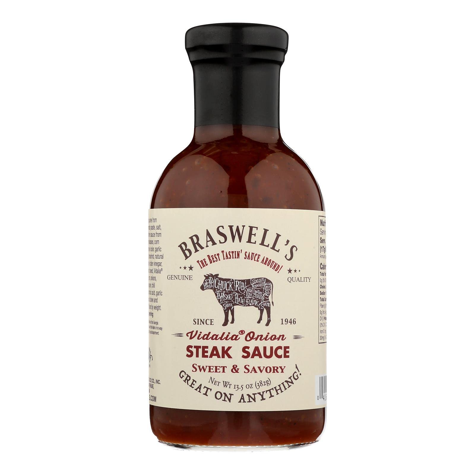 Braswell's front bottle view showing label and serving suggestion benefit: clear identification