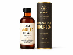 BRBON front label on 8oz bottle showing premium branding and clear vanilla benefits