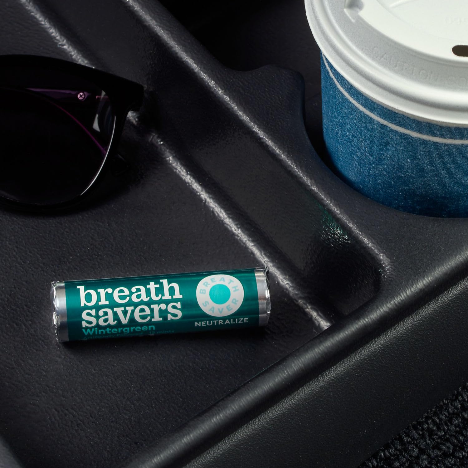 Close-up of Breath Savers mint surface showing texture and cooling benefit