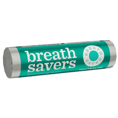 Breath Savers front tube showing wintergreen mints and portable freshness