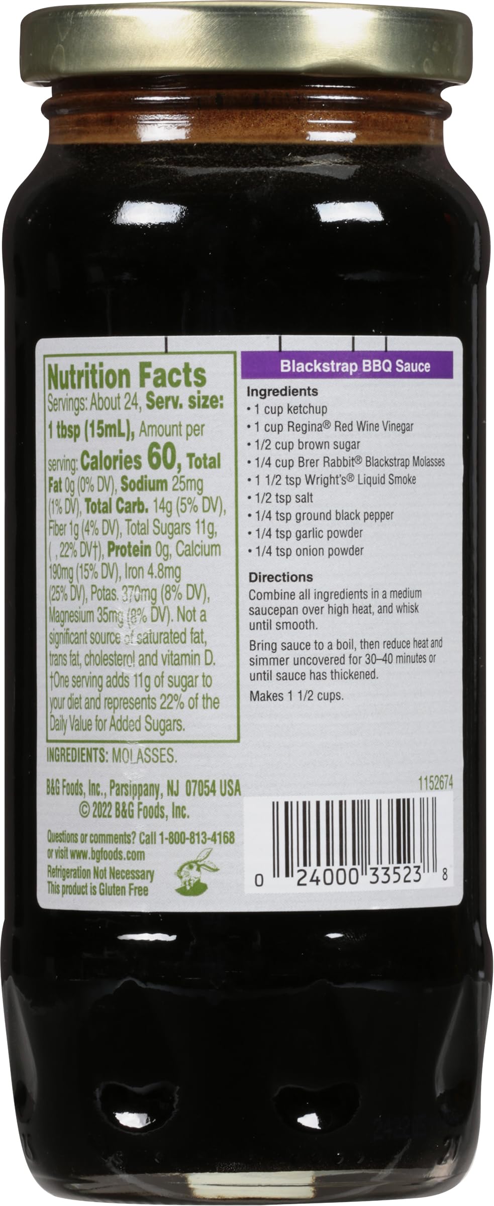 Brer Rabbit molasses on spoon, shows thickness and portion control for recipes