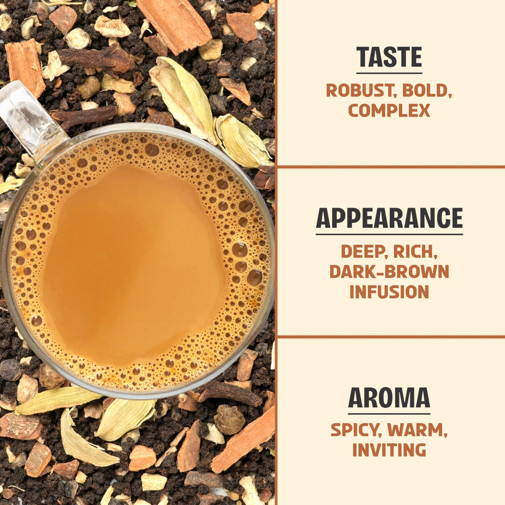BREWIX brewed chai cup showing rich color and warming benefit