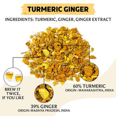 BREWIX loose turmeric and ginger pieces close-up, shows texture and quality