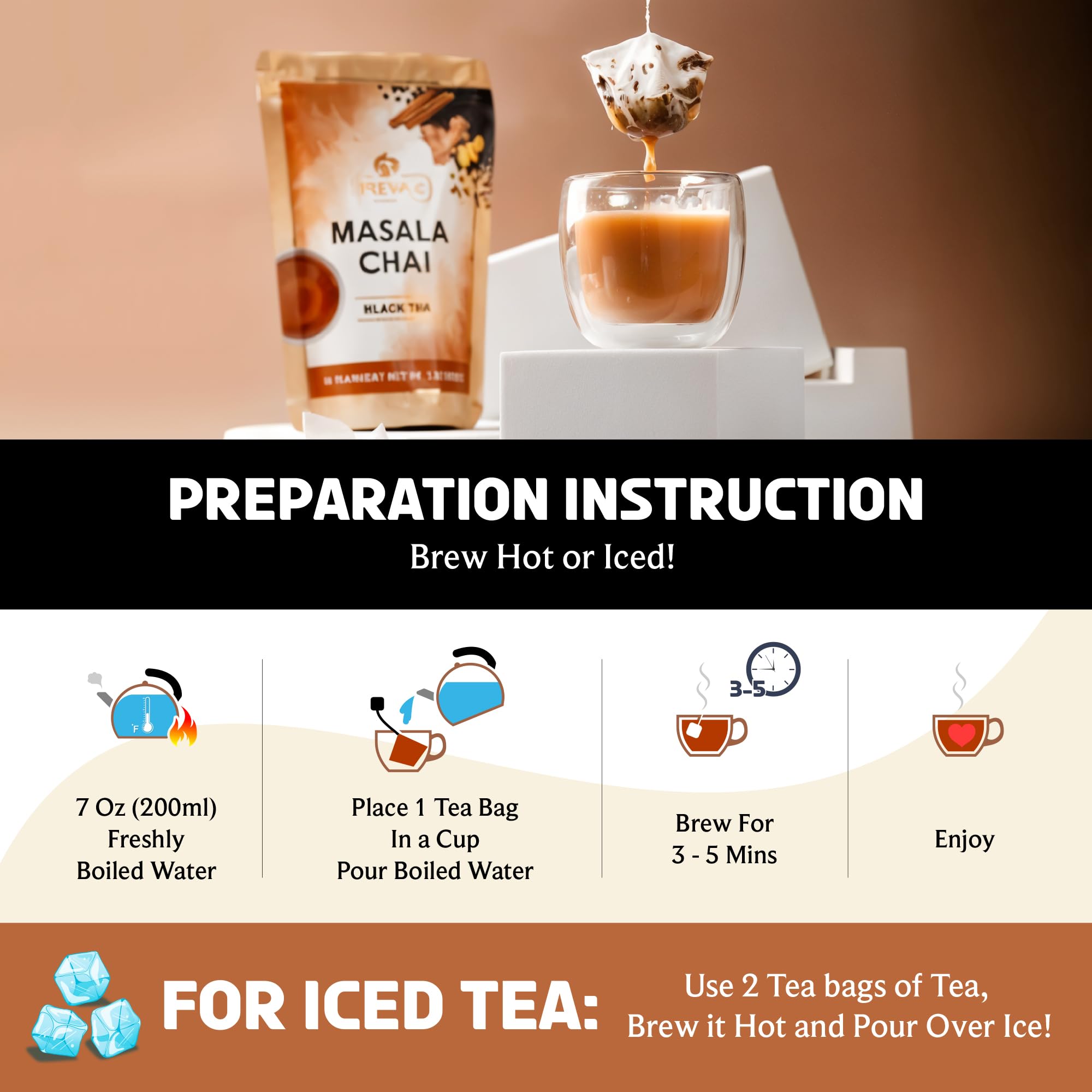 BREWIX teabag next to cup for accurate size and serving reference