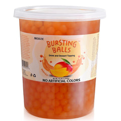 BREXONIC front packaging showing 2 lb mango popping boba, convenient pantry supply