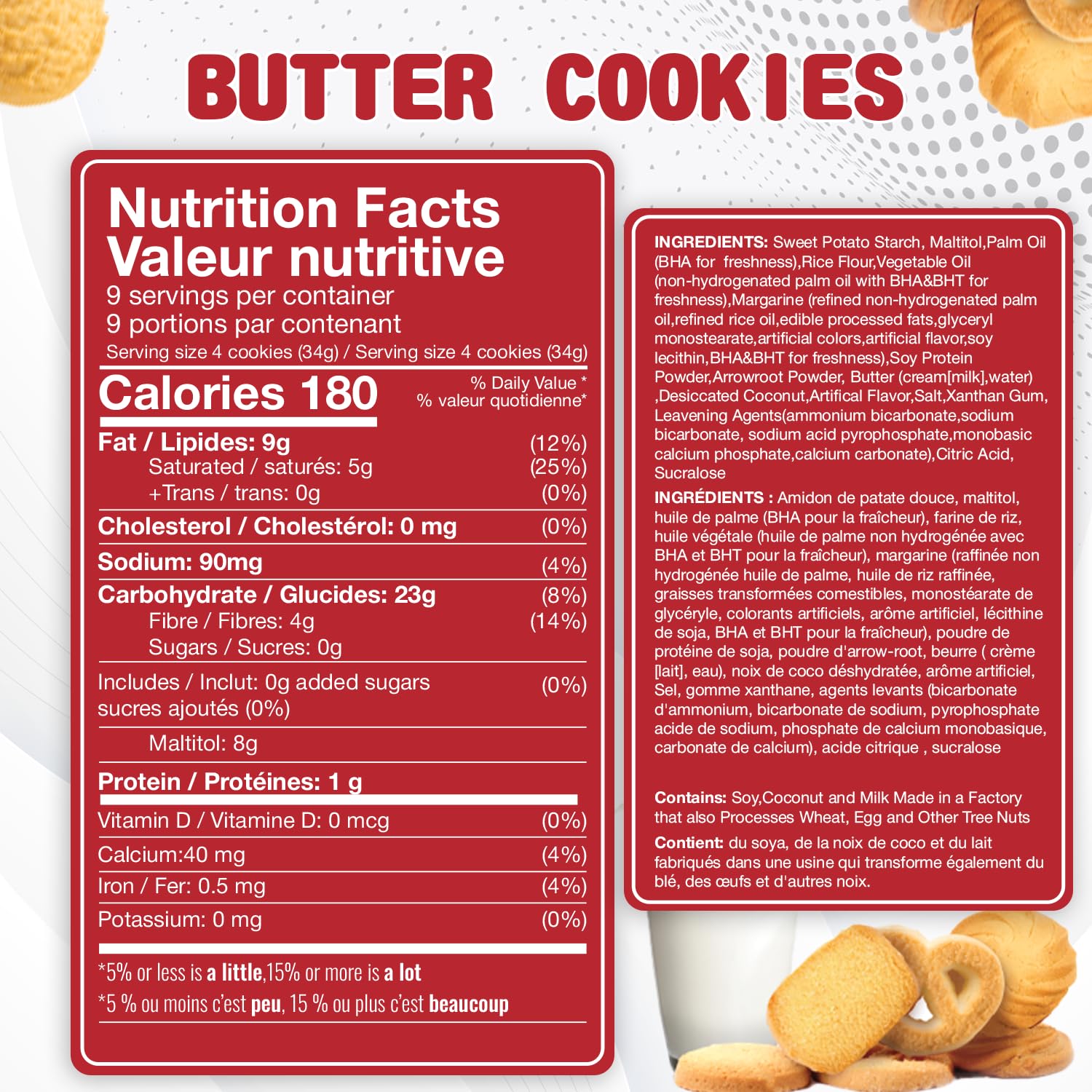 BREXONIC open tin display with cookies, illustrates tidy foil packing