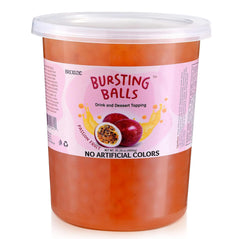 BREXONIC front packaging showing 2 lb passion fruit popping boba and clear labeling