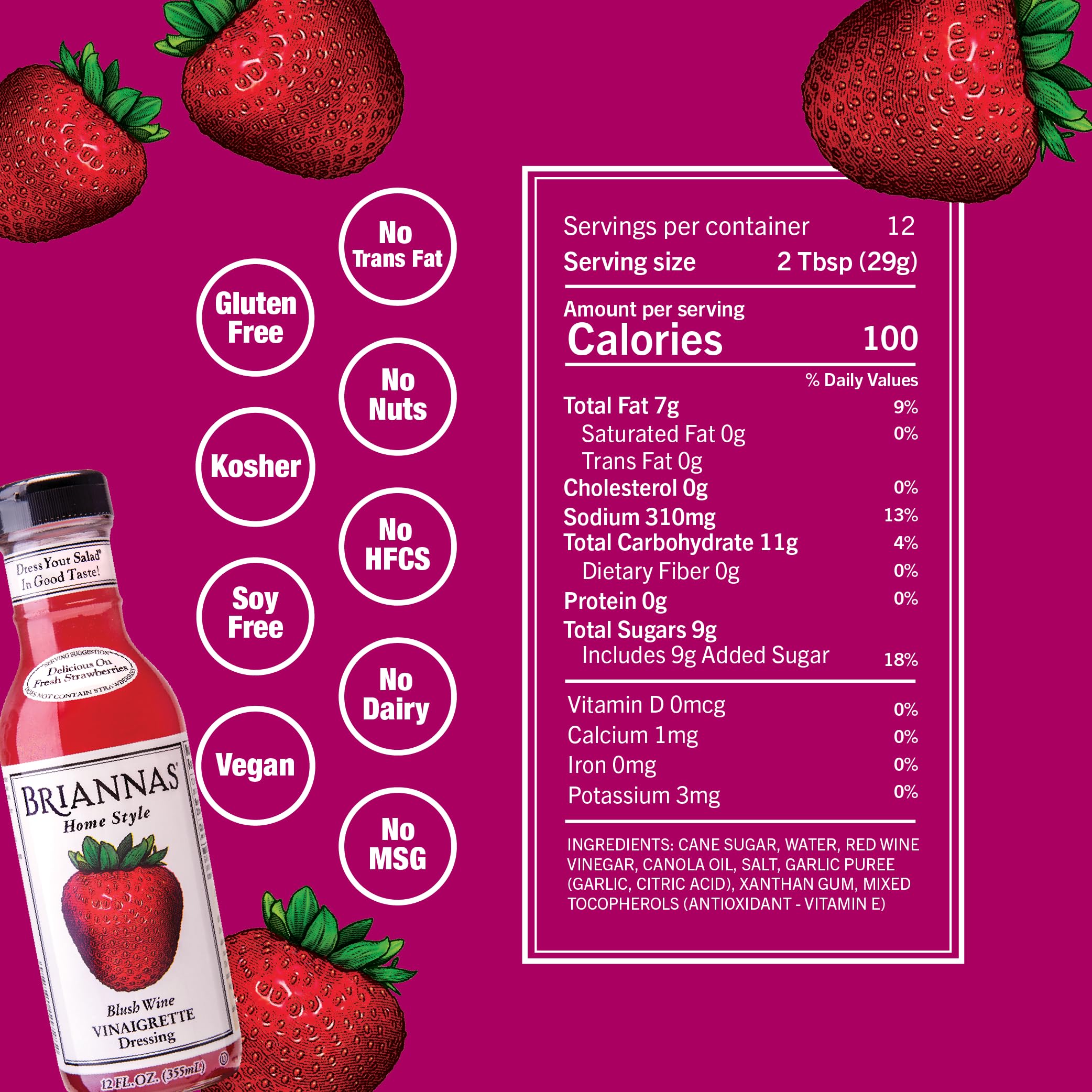 BRIANNAS label close-up highlighting ingredients and gluten-free benefit